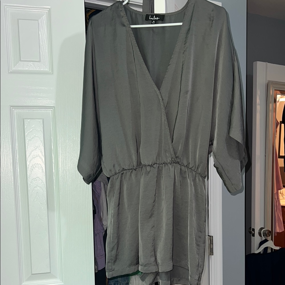 Lulu's Green Wrap Blouse with Relaxed Fit